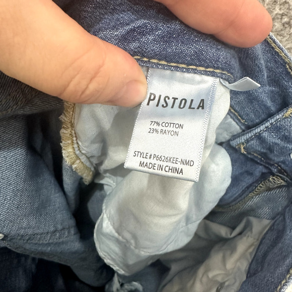 PISTOLA Presley High Rise Relaxed Roller Jeans sz 25 Blue Light Wash Distressed - Picture 4 of 7